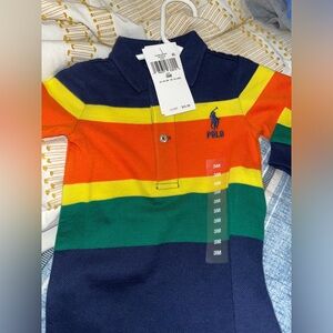 Polo by Ralph Lauren Kids Striped One Piece - Navy, Orange, Yellow, Green